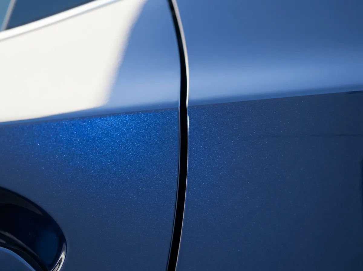 Navy Lexus panel checked for colour and finish under daylight